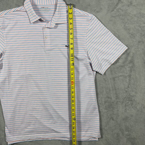 Vineyard‎ Vines On-The-Go Sankaty Polo Mens Large Blue Pink Striped Short Sleeve - Picture 7 of 9